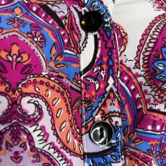 Catherines Women's Pink Blue Paisley Blouse Size‎ Petite 1XW Flowy Artsy Boho - Picture 10 of 13